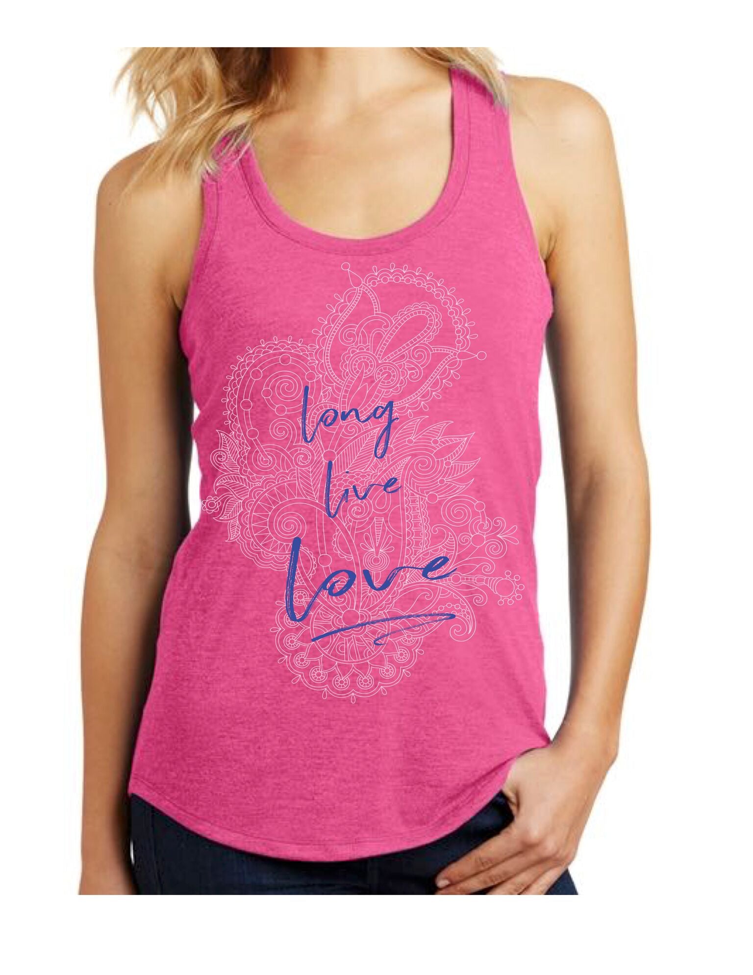 Pink Long Live Love Tank