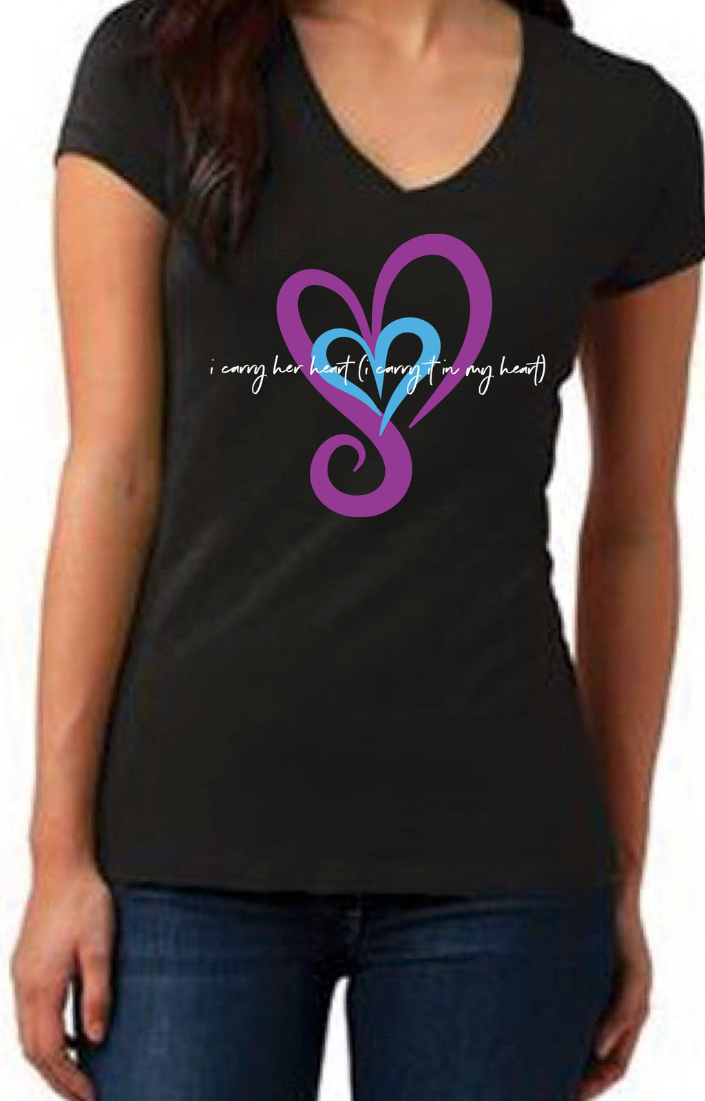 I Carry Her Heart (I carry it in my heart) V-Neck Tee